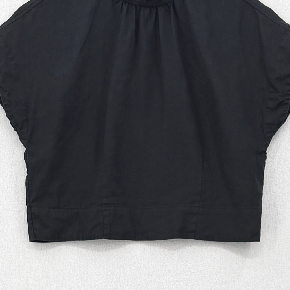 EVERLANE The Linen Drape Top Womens 2 Black Cap Sleeve High Neck Casual Resort - Picture 11 of 13